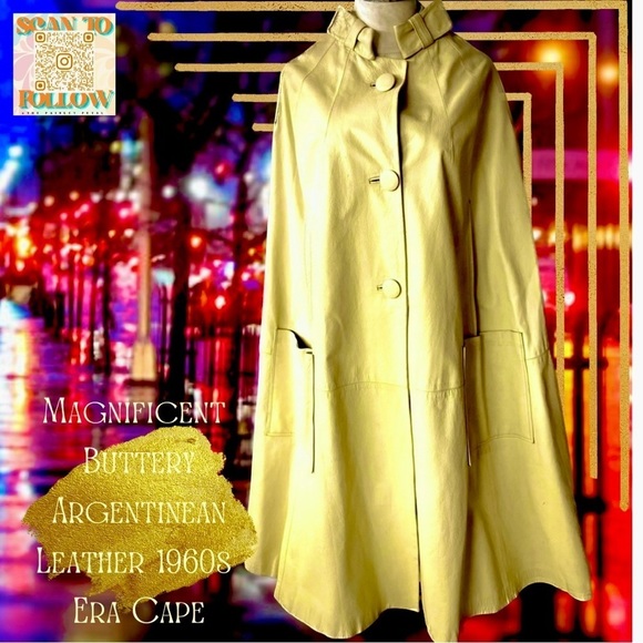 Linea Oscala Jackets & Blazers - VINTAGE CREAM LEATHER CAPE